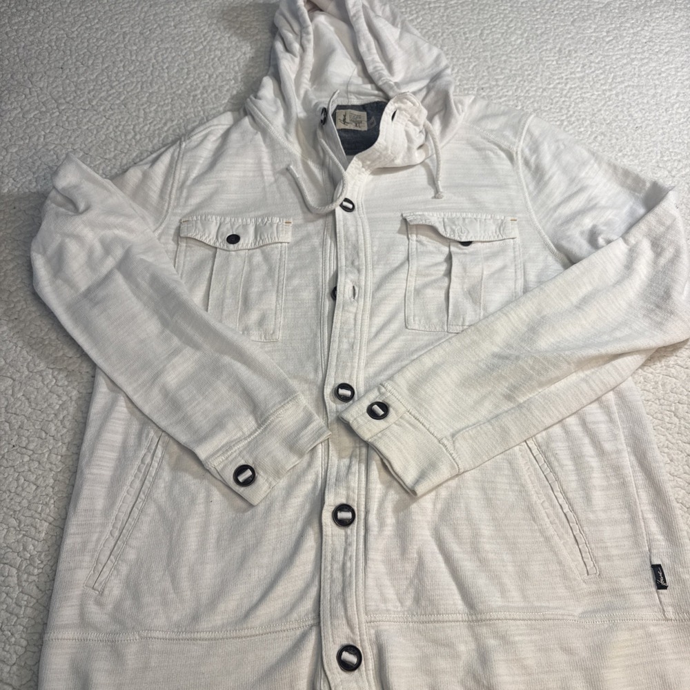 Howe Creative Workforce Men's XL  Cream Button Front Hoodie Slub Knit NL05